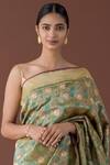 Ekaya Banaras_Green Banarasi Silk Saree With Running Blouse Fabric_Online_at_Aza_Fashions