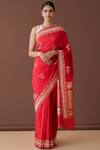 Buy_Ekaya Banaras_Red Banarasi Silk Saree_at_Aza_Fashions