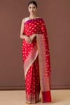 Buy_Ekaya_Red Banarasi Silk Saree With Running Blouse Fabric_Online_at_Aza_Fashions