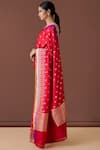 Shop_Ekaya_Red Banarasi Silk Saree With Running Blouse Fabric_at_Aza_Fashions