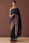 Buy_Ekaya Banaras_Black Banarasi Silk Saree With Running Blouse Fabric_at_Aza_Fashions