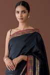 Ekaya Banaras_Black Banarasi Silk Saree With Running Blouse Fabric_Online_at_Aza_Fashions