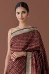 Buy_Ekaya Banaras_Brown Banarasi Silk Saree With Running Blouse Fabric_Online_at_Aza_Fashions