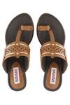 Shop_Miraki_Brown Cut Work Kolhapuri Wedges _at_Aza_Fashions