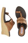 Miraki_Brown Cut Work Kolhapuri Wedges _Online_at_Aza_Fashions