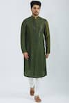 Buy_Nivedita Saboo_Green Tussar Silk Kurta Set  _at_Aza_Fashions