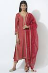 Buy_Rar Studio_Red Chanderi Handloom Kurta Set_at_Aza_Fashions