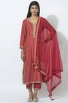 Rar Studio_Red Chanderi Handloom Kurta Set_Online_at_Aza_Fashions