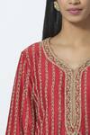 Rar Studio_Red Chanderi Handloom Kurta Set_at_Aza_Fashions