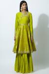 Buy_Rar Studio_Green Chanderi Handloom Kurta Lehenga Set_Online_at_Aza_Fashions