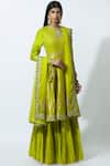 Buy_Rar Studio_Green Chanderi Handloom Kurta Lehenga Set_at_Aza_Fashions
