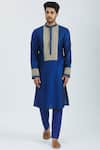 Buy_Rar Studio_Blue Handloom Chanderi Embroidered Kurta Set _at_Aza_Fashions