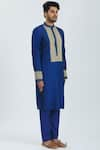 Rar Studio_Blue Handloom Chanderi Embroidered Kurta Set _Online_at_Aza_Fashions