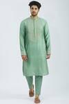 Buy_Rar Studio_Green Handloom Chanderi Embroidered Kurta Set _at_Aza_Fashions