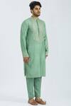 Rar Studio_Green Handloom Chanderi Embroidered Kurta Set _Online_at_Aza_Fashions