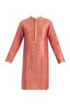 Shop_Rar Studio_Pink Handloom Chanderi Kurta _Online_at_Aza_Fashions