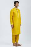 Rar Studio_Yellow Handloom Chanderi Kurta Set _Online_at_Aza_Fashions