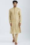 Buy_Rar Studio_Beige Handloom Chanderi Kurta _at_Aza_Fashions