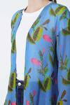Masaba_Blue Rapier Cotton Printed Long Cape_Online_at_Aza_Fashions