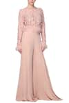 Buy_Ohaila Khan_Pink Organza Bateau Embellished Crop Top  _at_Aza_Fashions