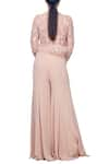 Shop_Ohaila Khan_Pink Organza Bateau Embellished Crop Top  _at_Aza_Fashions