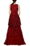 Shop Ohaila Khan Maroon Organza V Neck Embroidered Layered Gown at Aza Fashions Shop_Ohaila Khan_Maroon Organza V Neck Embroidered Layered Gown _at_Aza_Fashions