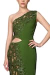 Ohaila Khan_Green Asymmetric One Shoulder Gown _Online_at_Aza_Fashions