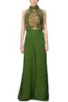 Buy_Ohaila Khan_Green Organza Halter Ruffle Embellished Top  _at_Aza_Fashions