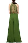 Shop_Ohaila Khan_Green Organza Halter Ruffle Embellished Top  _at_Aza_Fashions