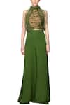 Buy_Ohaila Khan_Green Georgette Flared Pants _at_Aza_Fashions