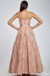 Shop_Ohaila Khan_Pink Organza, Tulle V Neck Ruffle Flared Gown _at_Aza_Fashions