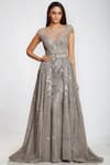 Buy_Ohaila Khan_Silver Tulle Embellished Overlay Gown_at_Aza_Fashions