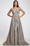 Shop_Ohaila Khan_Silver Tulle Embellished Overlay Gown_Online_at_Aza_Fashions
