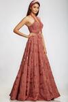 Ohaila Khan_Pink Net Halter Flared Gown _Online_at_Aza_Fashions