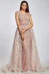Buy_Ohaila Khan_Pink Tulle, Crepe Round Embellished Overlay Gown _at_Aza_Fashions