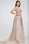 Ohaila Khan_Pink Tulle, Crepe Round Embellished Overlay Gown _Online_at_Aza_Fashions