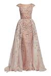Buy_Ohaila Khan_Pink Tulle, Crepe Round Embellished Overlay Gown _Online_at_Aza_Fashions