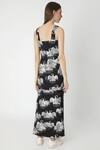 Shop_Masaba_Black Crepe Temple Swan Print Dress_at_Aza_Fashions