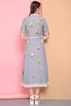 Shop_Sahil Kochhar_Blue Viscose Voile Shirt Collar Embroidered Dress  _at_Aza_Fashions