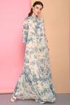 Sahil Kochhar_White Bemberg Chiffon Round Printed Maxi Dress _Online_at_Aza_Fashions