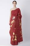 Buy_Masaba_Red Printed Chanderi Saree With Unstitched Blouse Fabric_at_Aza_Fashions