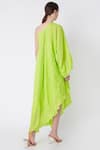 Shop_Masaba_Green Silk One Shoulder Dress_at_Aza_Fashions