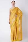 Masaba_Yellow Banarasi Printed Saree_Online_at_Aza_Fashions