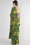 Shop_Masaba_Green Crepe Floral Print Saree_at_Aza_Fashions