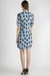 Shop_Masaba_Blue Crepe Tie-up Printed Dress_at_Aza_Fashions
