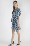 Buy_Masaba_Blue Crepe Tie-up Printed Dress_Online_at_Aza_Fashions