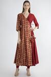 Buy_Masaba_Red Chanderi Anarkali Set_at_Aza_Fashions