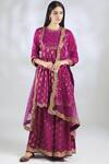 Buy_Gopi Vaid_Pink Tussar Silk Woven Kurta Set_at_Aza_Fashions