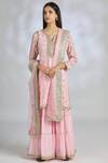 Gopi Vaid_Pink Chanderi Embroidered Kurta Set_Online_at_Aza_Fashions