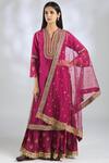Gopi Vaid_Pink Net, Chanderi Band Collar Embroidered Kurta Set_Online_at_Aza_Fashions